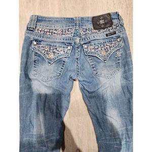 Miss Me Jeans Women's Bootcut Embellished Sequins Rhinestones Denim Blue Used 26